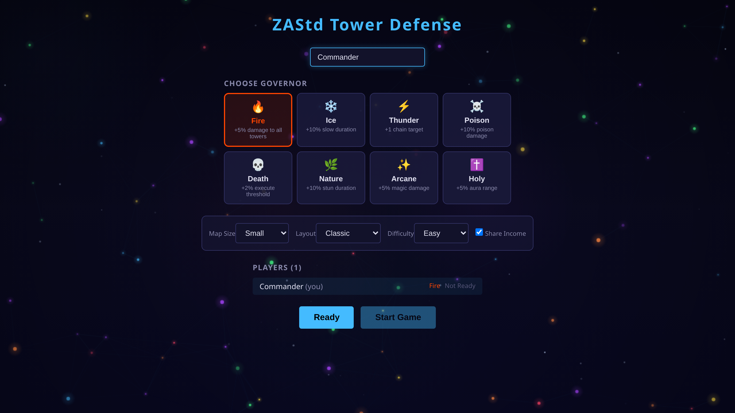 Governor selection lobby